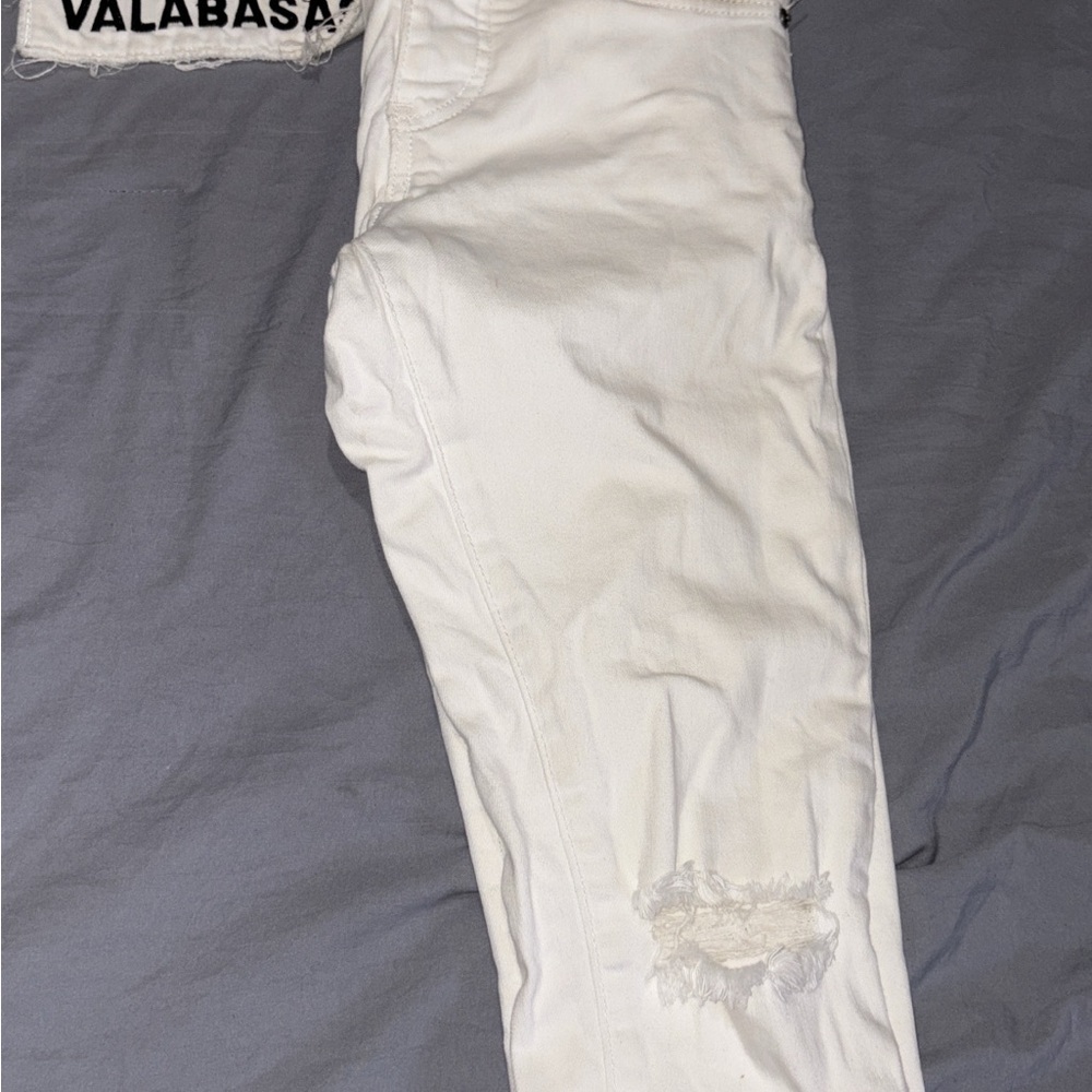 Men's White Distressed Jeans